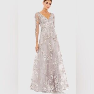 Mac Duggal 20245 Purple Vintage Lilac Long Sleeve A Line Gown Size 10